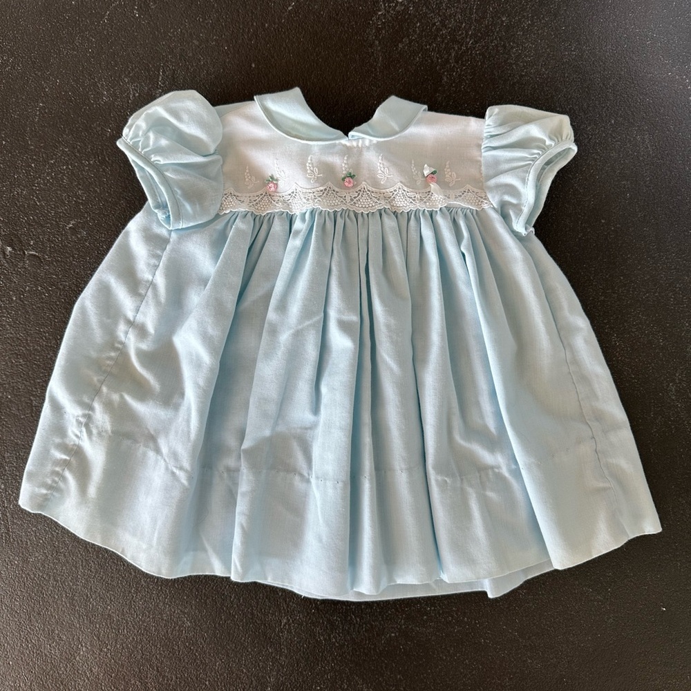 C.I. Casteo Light Blue Baby Dress with Embroidered Details
